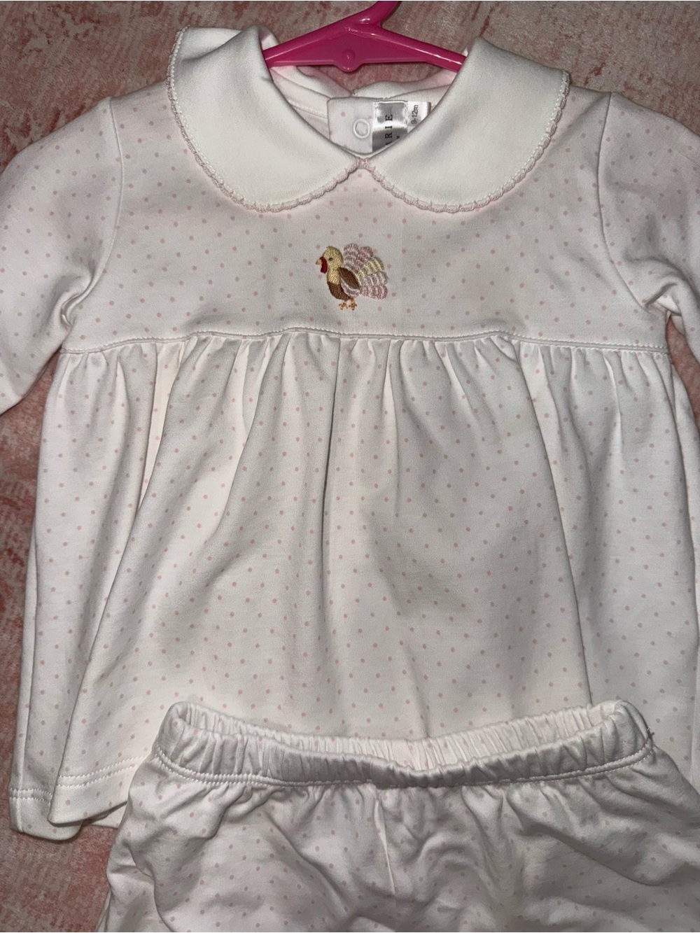 Milly Marie Pima Cotton Baby Top in Soft Pink and White